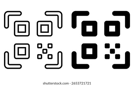 Qr code icon set. Vector illustration.