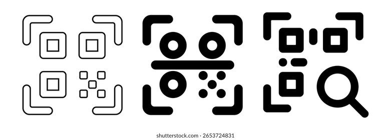 Qr code icon set. Vector illustration.