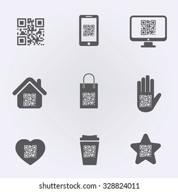 QR code icon set . Vector illustration