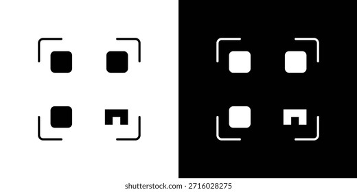 QR code icon, silhouette pictogram. black icon set