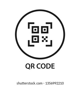 QR code icon. Stroke outline style. Vector. Isolate on white background.
