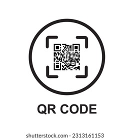 QR code icon. Stroke outline style. Vector. Isolate on white background.