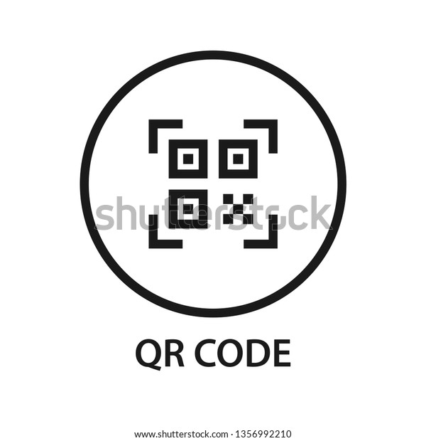 QR code icon. Stroke outline style. Vector.\
Isolate on white\
background.
