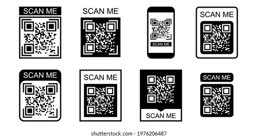 Qr Code Icon Symbol Set Stock Vector (Royalty Free) 1976206487 ...