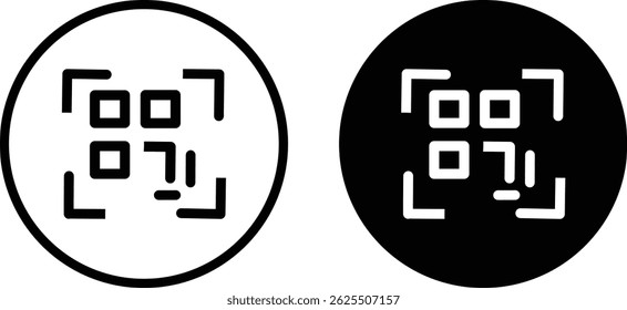 QR code icon transparent png. Simple digital scanning qr code. QR code for payment, scanner animation on black symbol background,
