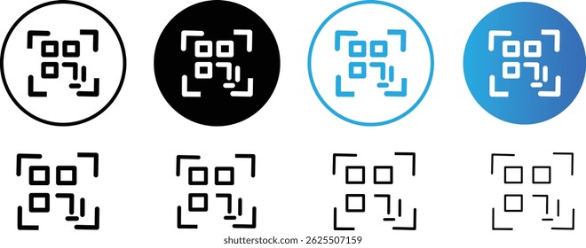 QR code icon transparent png. Simple digital scanning qr code. QR code for payment, scanner animation on black symbol background,
