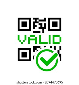 Qr code icon. QR code valid vaccination certificate. Vaccination digital certificate. Vaccine confirm. Vector