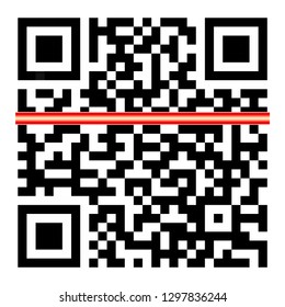 QR code icon vector illustration. Scanned effect barcode