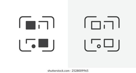 QR code icon vector icon set in black and white color.