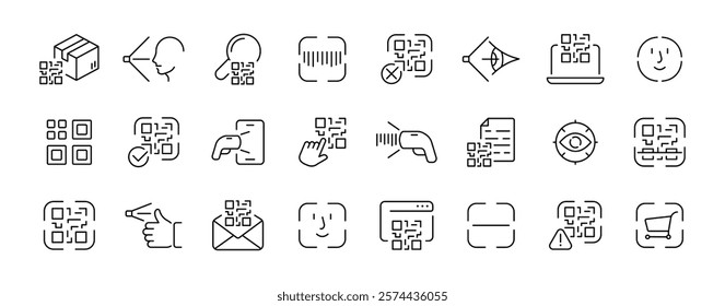 Qr code icons collection for scanning and digital interaction. Vector icon