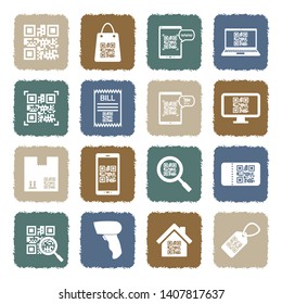 QR Code Icons. Grunge Color Flat Design. Vector Illustration.