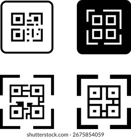 QR code icons set collection isolated on white background