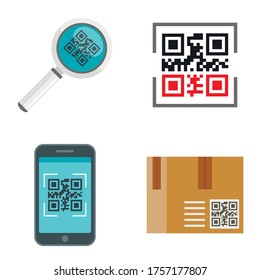 QR code icons set. Flat set of QR code vector icons for web design