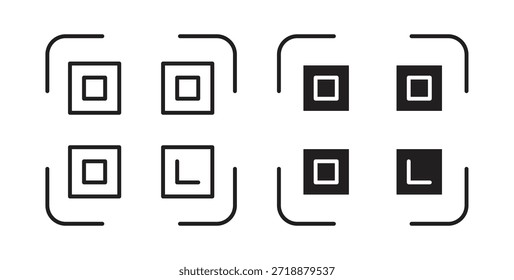 Conjunto de iconos de código QR aislados en Ilustración vectorial plana de fondo blanco.