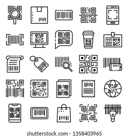QR code icons set. Outline set of QR code vector icons for web design isolated on white background