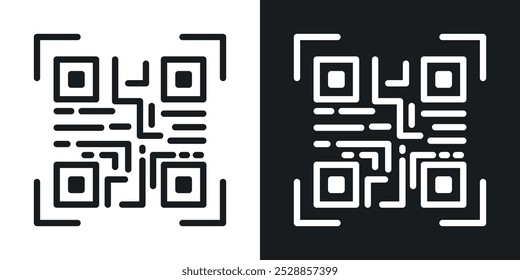 QR code icons. solid style vector