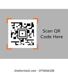 a QR code image of several orange squares at the end and a sentence next to it