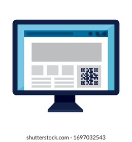 qr code inside computer design of technology scan information business price communication barcode digital and data theme Vector illustration