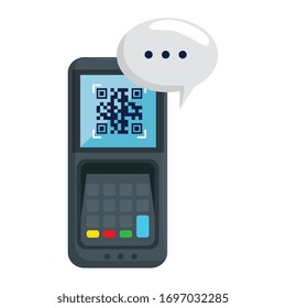 qr code inside dataphone and bubble design of technology scan information business price communication barcode digital and data theme Vector illustration