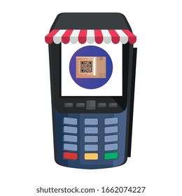 qr code inside dataphone design of technology scan information business price communication barcode digital and data theme Vector illustration