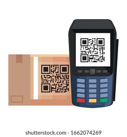 qr code inside dataphone design of technology scan information business price communication barcode digital and data theme Vector illustration