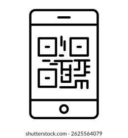 Qr code inside smartphone, Outline design of mobile barcode