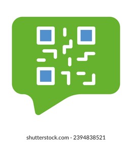 QR code inside speech bubble. Scan, scanner, encrypted information, convenient format for presenting data, communication, modern technologies, message. Colorful icon on white background - Shutterstock ID 2394838521