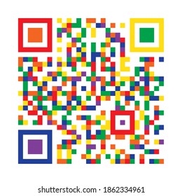 QR code with LGBTQ+ pride rainbow colors. Lgbt community sign