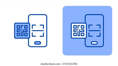 Línea de código Qr ColorIlustración de color de dos tonos e icono de fondo contrastante