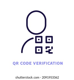 QR code line icon. Checking qr, qr verification, id identification flat icon. QR signs. Editable stroke