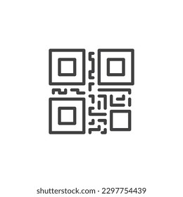 QR code Line icon. linear style sign for mobile concept and web design. QR scan outline vector icon. Symbol, logo illustration. Vector graphics