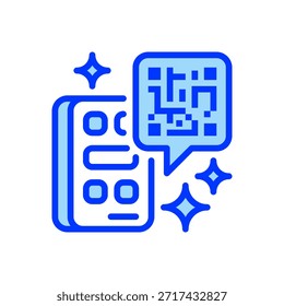 QR Code Line Icon, Umrisssymbol für digitale Scans, Schnellzugriff, Link Transfer, Mobile Payment und Informationsabruf. Vektorsymbol.