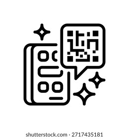 QR Code Line Icon, Umrisssymbol für digitale Scans, Schnellzugriff, Link Transfer, Mobile Payment und Informationsabruf. Vektorsymbol.