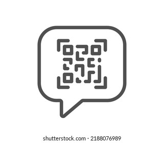 Qr code line icon. Scan barcode sign. Chat speech bubble symbol. Quality design element. Linear style qr code icon. Editable stroke. Vector