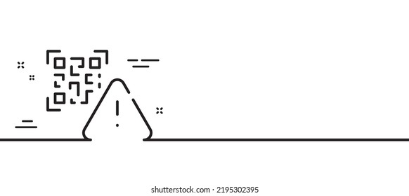 Qr code line icon. Scan barcode sign. Certificate warning symbol. Minimal line illustration background. Qr code line icon pattern banner. White web template concept. Vector