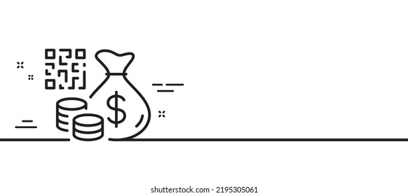 Qr code line icon. Scan barcode sign. Online payment symbol. Minimal line illustration background. Qr code line icon pattern banner. White web template concept. Vector