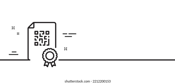 Qr code line icon. Scan barcode sign. Certificate document symbol. Minimal line illustration background. Qr code line icon pattern banner. White web template concept. Vector