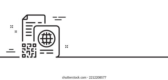 Qr code line icon. Scan barcode sign. Passport id symbol. Minimal line illustration background. Qr code line icon pattern banner. White web template concept. Vector