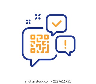 Qr code line icon. Scan barcode sign. Chat speech bubbles symbol. Colorful thin line outline concept. Linear style qr code icon. Editable stroke. Vector