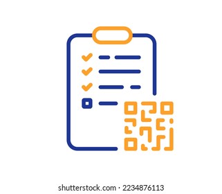 Qr code line icon. Scan barcode sign. Checklist document symbol. Colorful thin line outline concept. Linear style qr code icon. Editable stroke. Vector