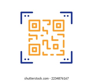 Qr code line icon. Scan barcode sign. Check certificate symbol. Colorful thin line outline concept. Linear style qr code icon. Editable stroke. Vector