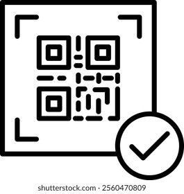 QR Code Line Vector Icon Design