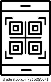 Qr Code Line Vector Icon Design