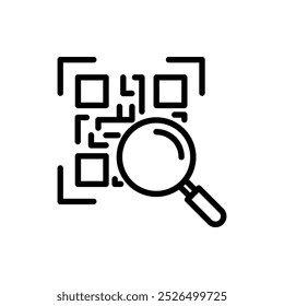 código qr com ícone de lupa, sinal de linha - ilustração de vetor