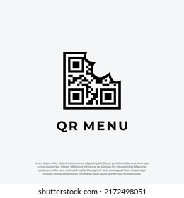 QR code menu logo vector concept, scan for menu order. customer service. food menu barcode logo