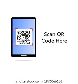 QR code in the middle of the blue screen smartphone image