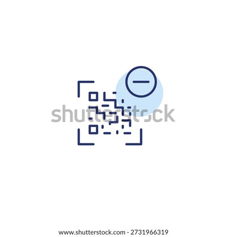 QR code and minus. Code unavailable, scan cancelled. Pixel perfect, editable stroke vector icon