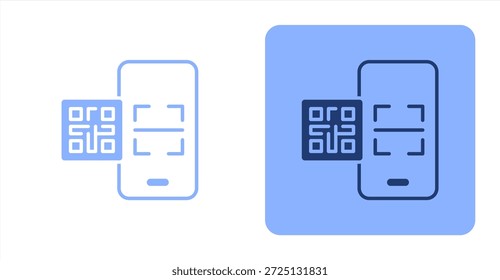 Código Qr mixtoIlustración de color de dos tonos y contraste de iconos de fondo