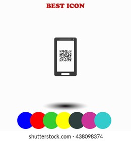Qr code in mobile icon.
