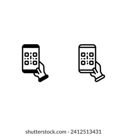 QR code mobile icon and illustration - vector